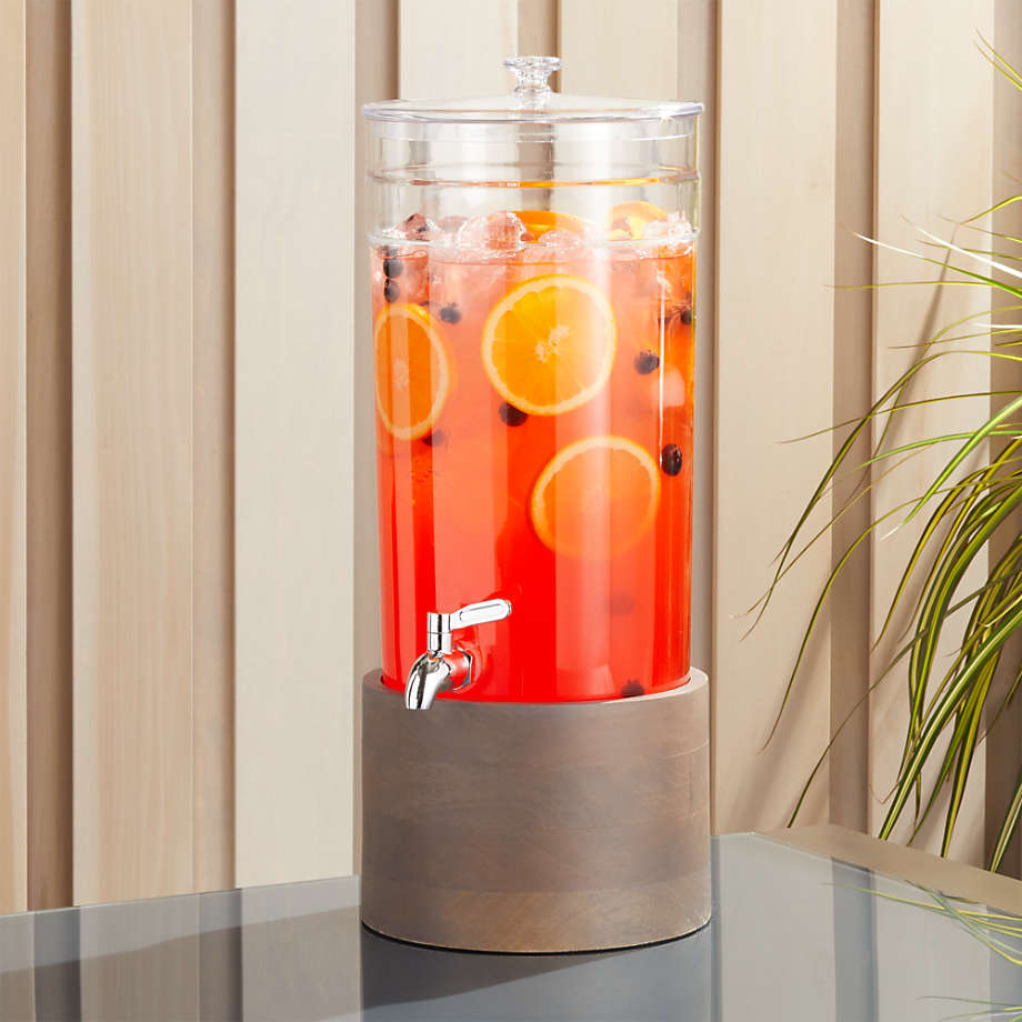Claro Acrylic Drink Dispenser with Brooks Grey Wood Stand + Reviews