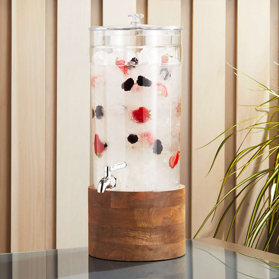 Claro Acrylic Drink Dispenser with Brooks Wood Stand