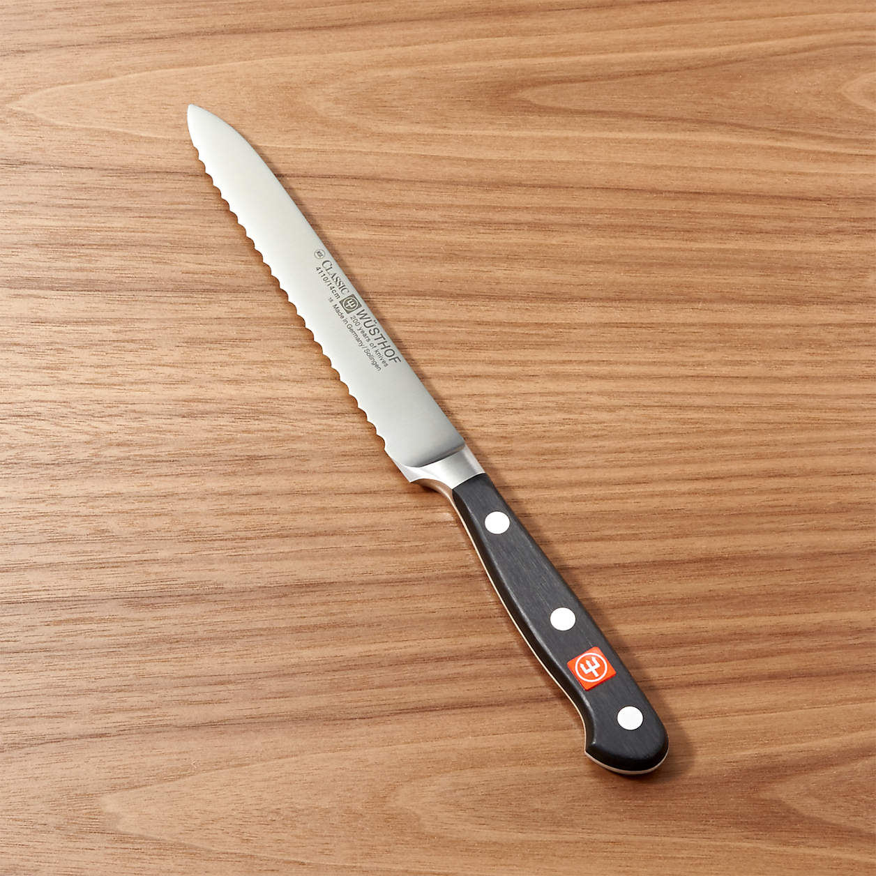 Wüsthof Classic 5" Serrated Utility Knife + Reviews Crate and Barrel