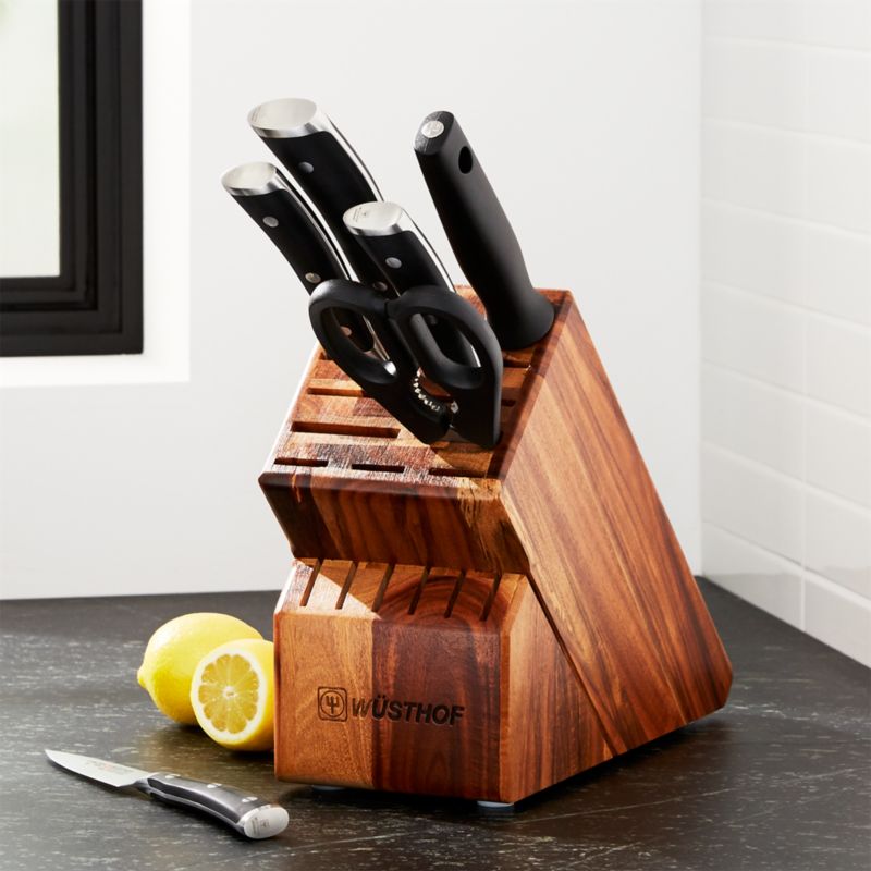 Wüsthof ® Classic Ikon 7-Piece Acacia Knife Block Set | Crate and Barrel