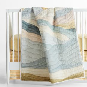 Image of Cloud Embroidered Hand-Quilted 100% Organic Cotton Baby Crib Quilt