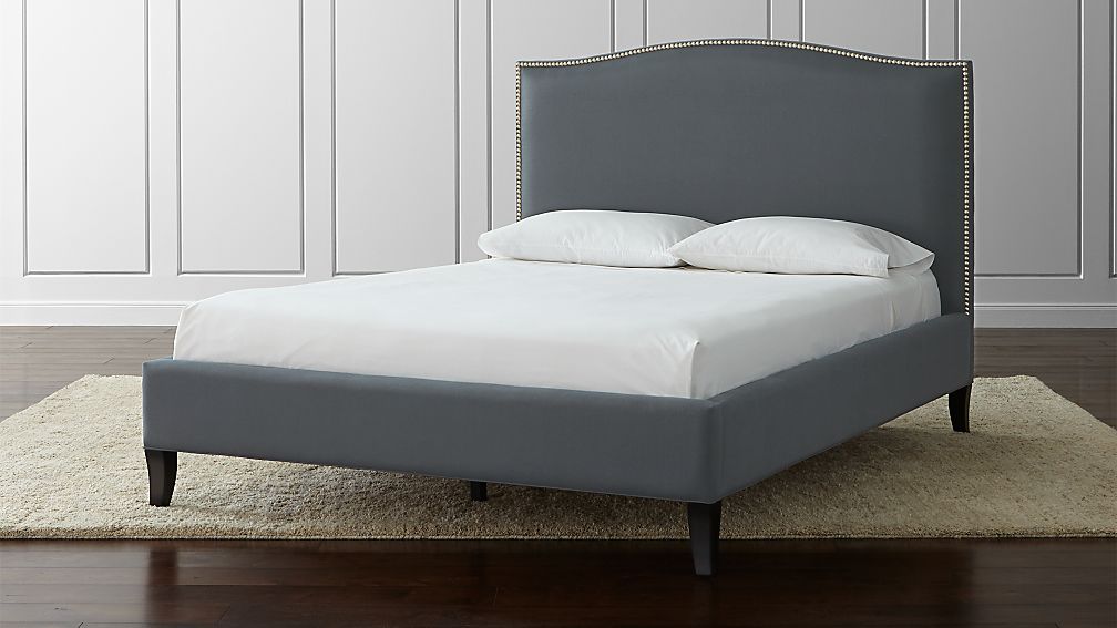 colette grey upholstered bed | crate and barrel