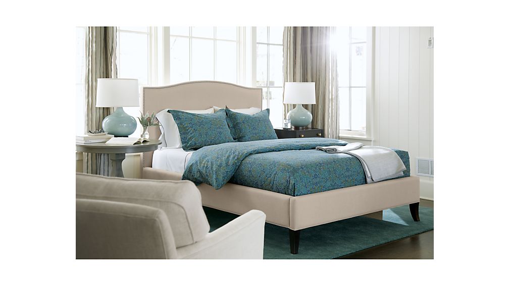 colette natural upholstered bed | crate and barrel