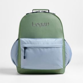 Dreamer Colorblock Green and Blue Large Kids Backpack with Side Pockets
