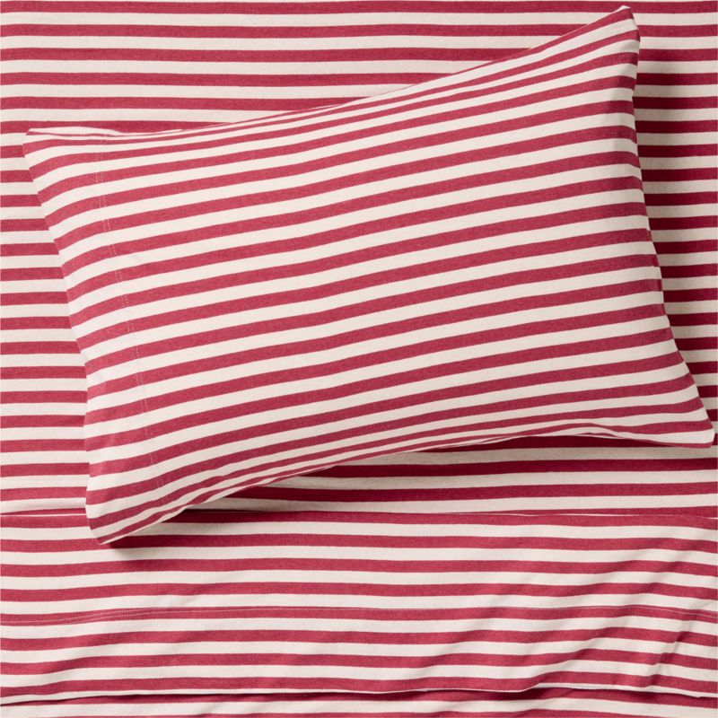 Comfy Tee Red Stripe 100% Organic Cotton Jersey Kids Twin Sheet Set