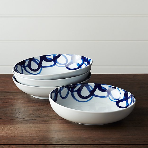 Set of 4 Como Swirl Low Bowls Crate and Barrel