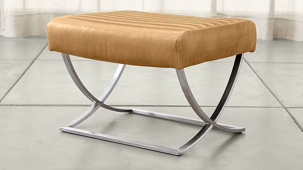 Cooper Leather Ottoman Crate and Barrel