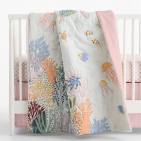 Image of Coral Reef Dreams 100% Organic Cotton Baby Crib Quilt