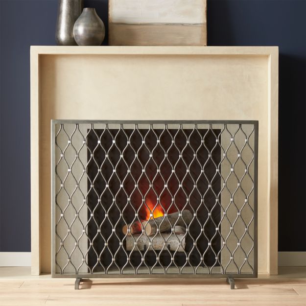 Corbett Silver Fireplace Screen + Reviews  Crate and Barrel