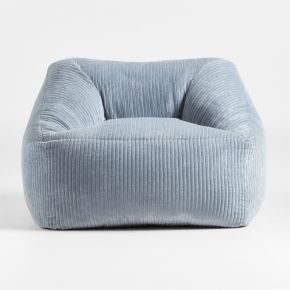 Image of Smoke Blue Velvet Corduroy Kids Lounge Chair