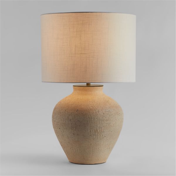 Corfu Cream Table Lamp with Linen Drum Shade 26.6