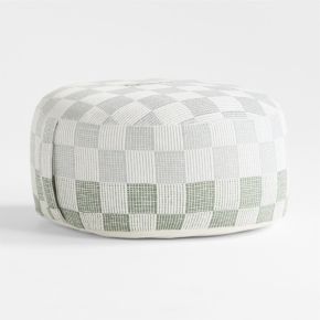 Image of Cove Blue and Green Checkered Organic Cotton Kids Floor Cushion