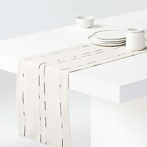 grey and white table runner