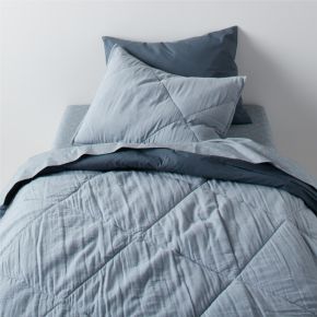 Supersoft Mist Blue Organic Cotton Gauze Kids Twin Quilt