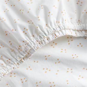Image of Cozy Cloud Twinkle Savannah Yellow Washed Organic Cotton Baby Crib Fitted Sheet