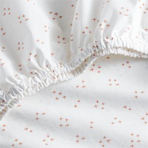 Image of Cozy Cloud Twinkle Terracotta Pink Washed Organic Cotton Baby Crib Fitted Sheet