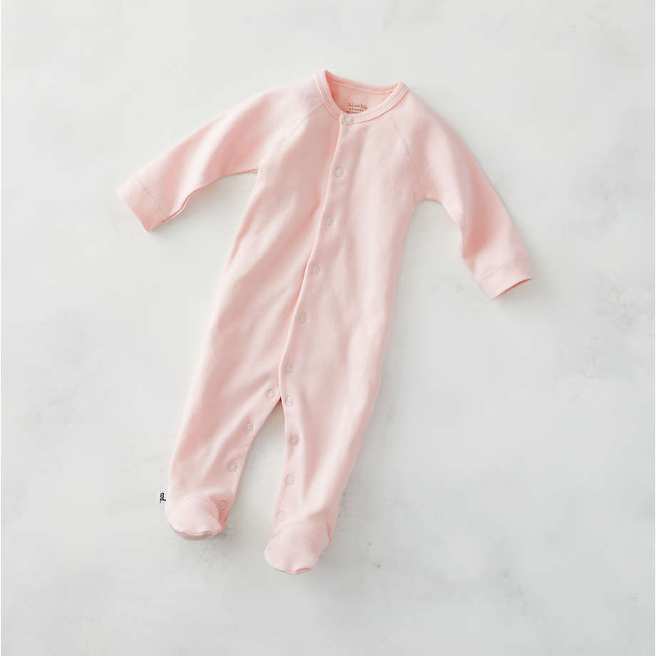 Cozy Cotton Organic Light Pink 6 12 Months Footie Pajamas Reviews Crate And Barrel