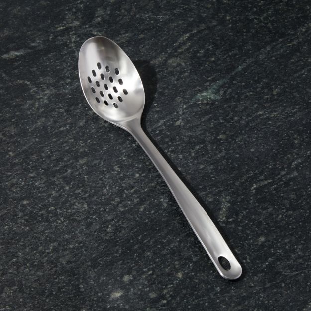 Crate and Barrel Brushed Stainless Steel Slotted Spoon + Reviews