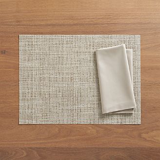 Chilewich ® Crepe Neutral Vinyl Placemat and Fete Dove Cotton Napkin