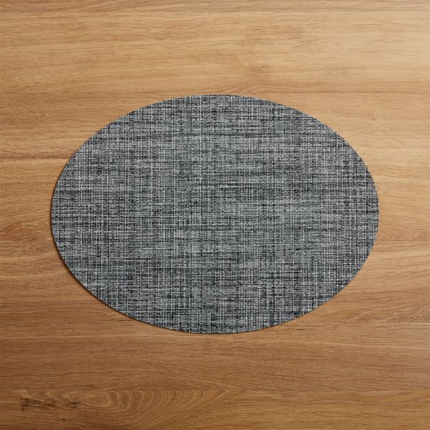 Chilewich Oval Crepe Grey Vinyl Placemat + Reviews Crate and Barrel