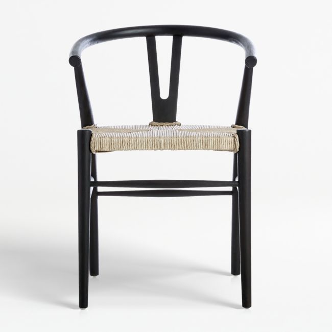 Online Designer Combined Living/Dining Crescent Black Wishbone Dining Chair