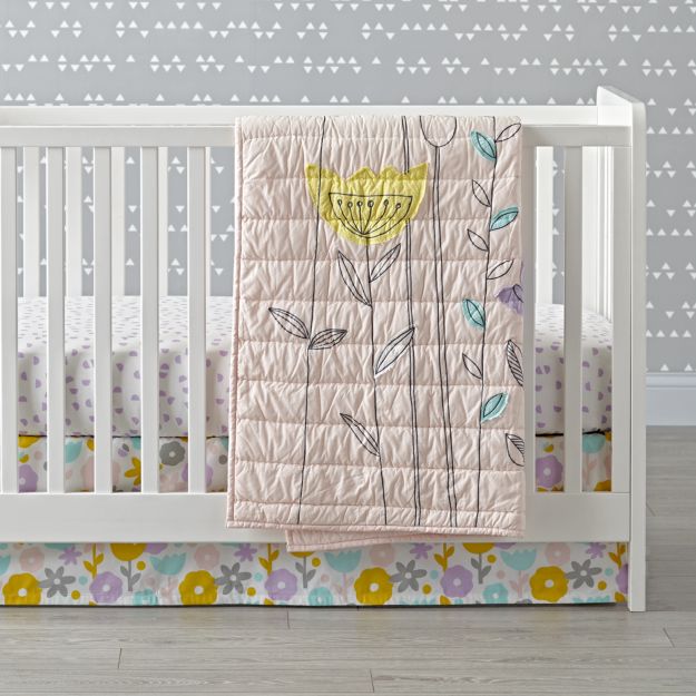 Organic Half Moon Purple Crib Fitted Sheet Crate and Barrel