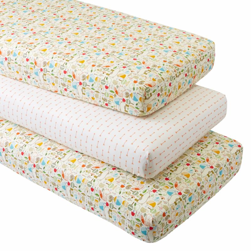 Nature Trail Crib Fitted Sheets, Set of 3 Crate and Barrel