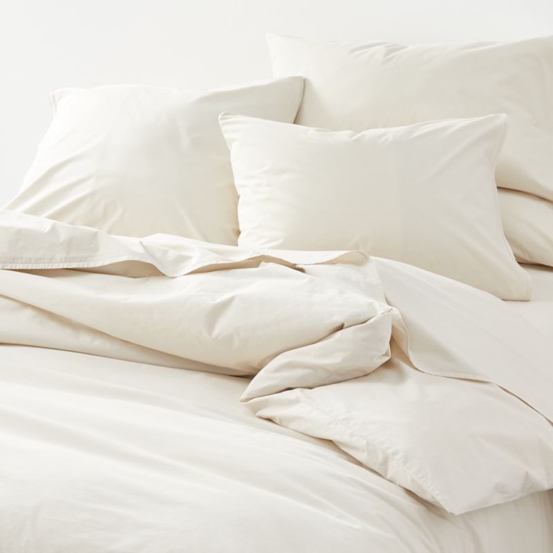 Crisp Cotton Percale Natural King Duvet Cover Crate And Barrel