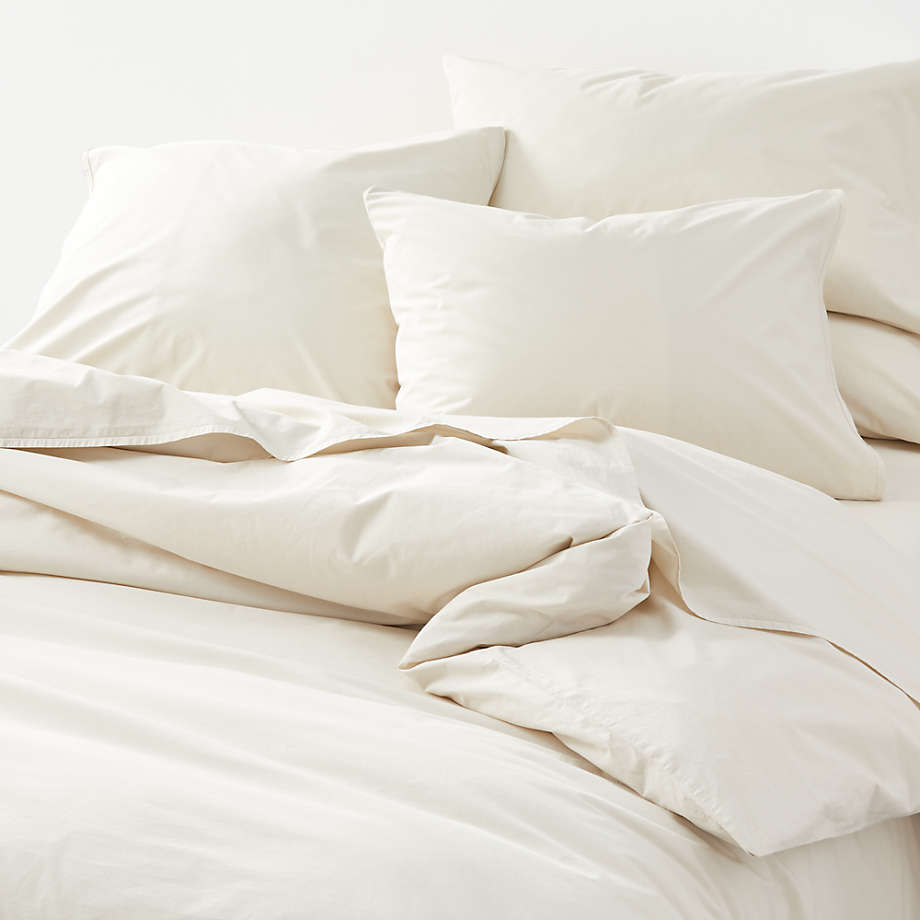 Crisp Cotton Percale Natural Full/Queen Duvet Cover + Reviews Crate