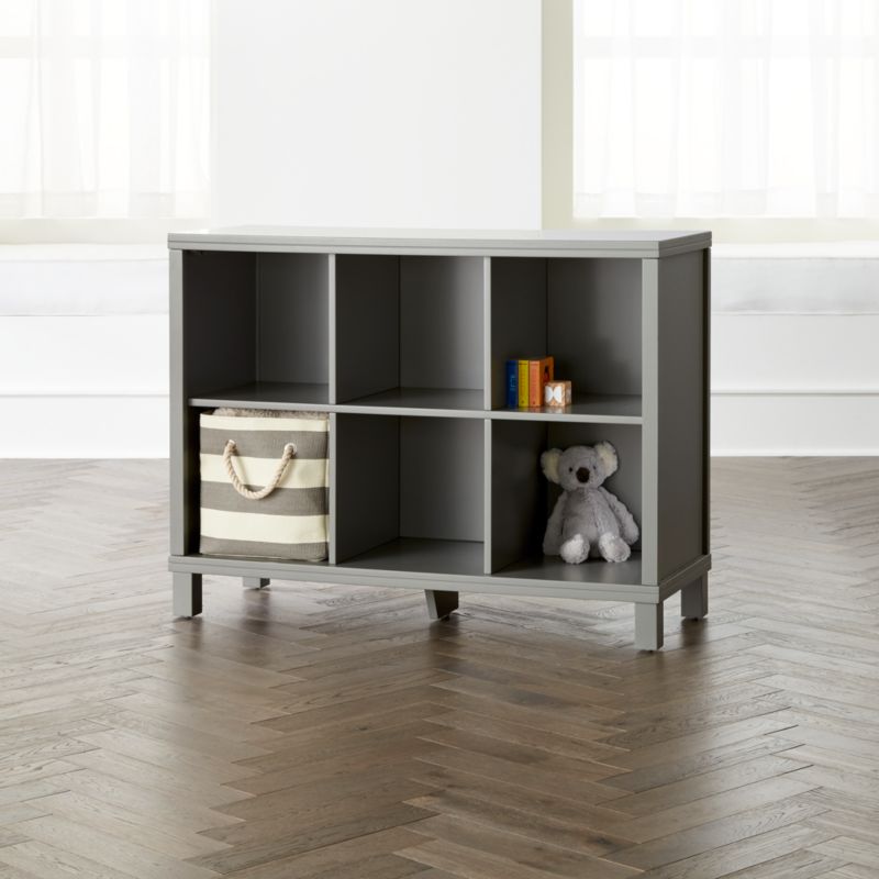 Six Cube Wide Bookcase (Grey) Crate and Barrel