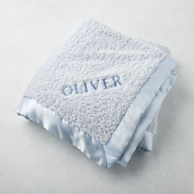Blue Baby Blanket with Satin Trim + Reviews Crate and Barrel