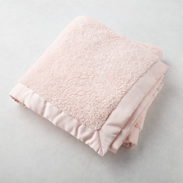 Pink Baby Blanket with Satin Trim + Reviews Crate and Barrel Canada