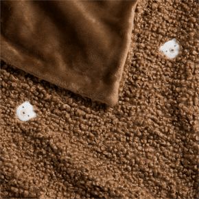 Image of Cuddle Brown Sherpa Bear Face Embroidered Baby Stroller Blanket