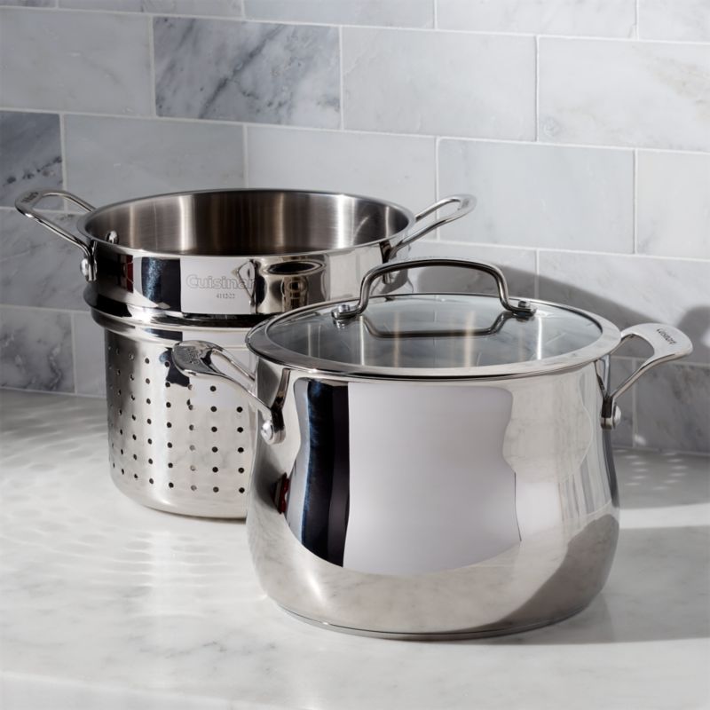 Cuisinart 6-Qt. 3-pc Pasta Pot with Strainer + Reviews | Crate and Barrel