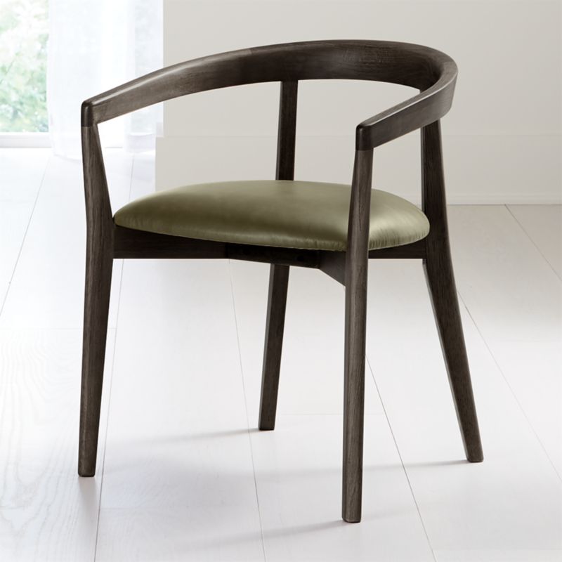 Cullen Dark Stain Olive Round Back Dining Chair | Crate and Barrel