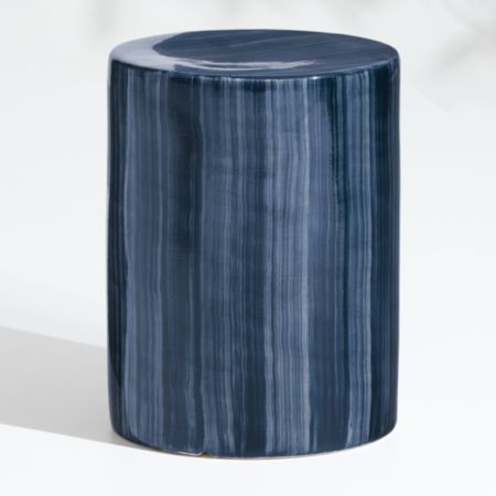 Cylinder Navy Blue Garden Stool End Table Crate And Barrel