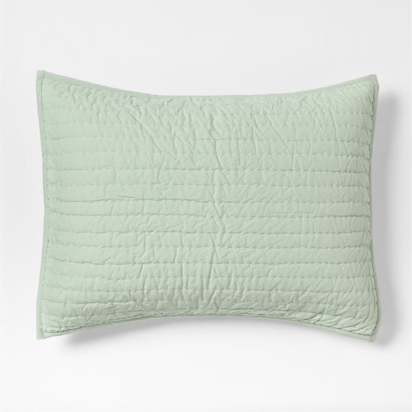Cozy Cloud Muted Teal Washed Organic Cotton Kids Quilted Pillow Sham