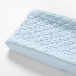 Image of Cozy Cloud Sky Blue Washed Organic Cotton Baby Changing Pad Cover