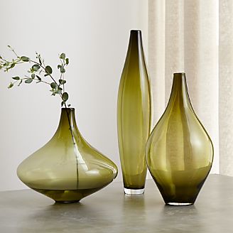 Davina Olive Green Glass Vases