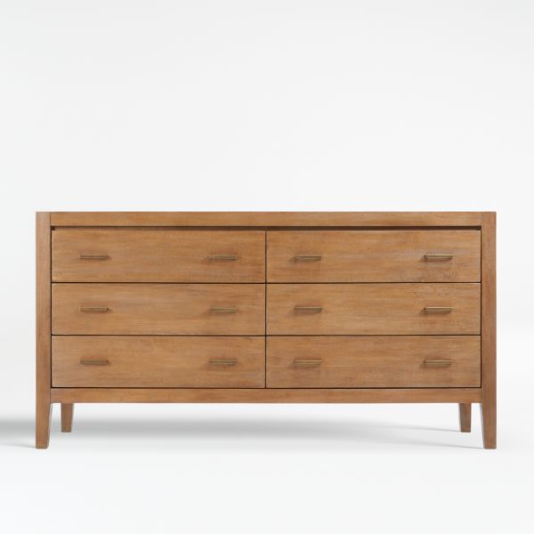 Dawson Light Brown Wood 6-Drawer Dresser