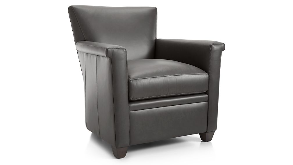 Declan Leather Chair Lavista Slate Crate and Barrel