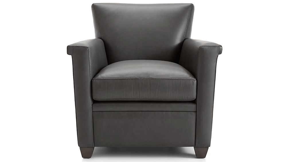 Declan Leather Chair Lavista Slate Crate and Barrel