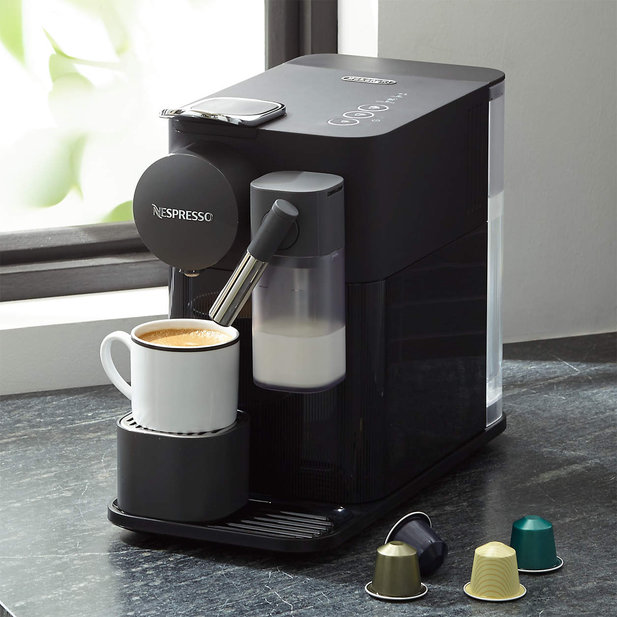 De'Longhi Black Lattissima One Espresso Maker + Reviews Crate and Barrel