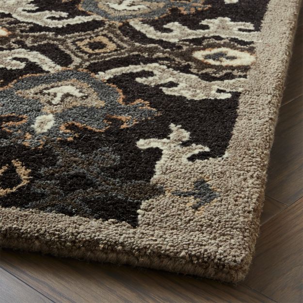 Delphine Black Wool Rug Swatch 12" sq. in Area Rugs + Reviews Crate