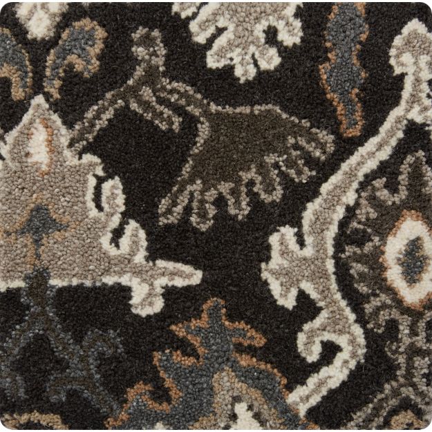 Delphine Black Wool Rug Swatch 12" sq. in Area Rugs + Reviews Crate