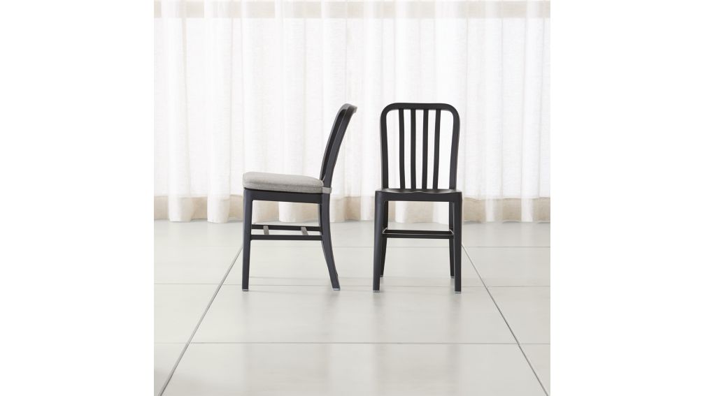 Delta Matte Black Dining Chair and Cushion | Crate and Barrel