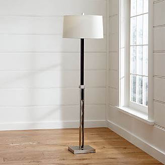 Denley Nickel Floor Lamp with Black Wood