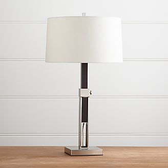 Denley Nickel Table Lamp with Black Wood