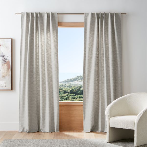 Desmond Cotton Pebble Grey Window Curtain Panel with Lining 52