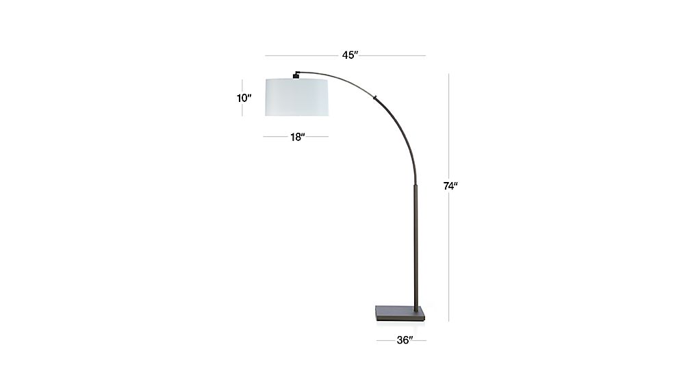 Dexter Arc Floor Lamp with White Shade + Reviews | Crate and Barrel